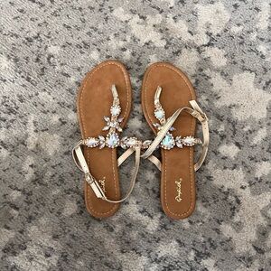 Tan and Gold Sandals with Nautical Charm